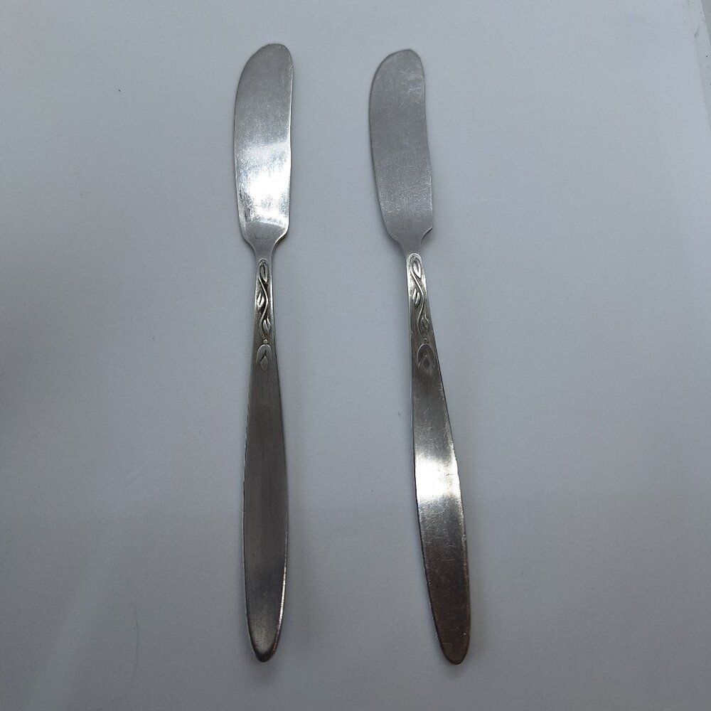 Amefa TULIP TIME Stainless Flatware Holland Butter Spreader‎ Lot Of 2 6.5 inches